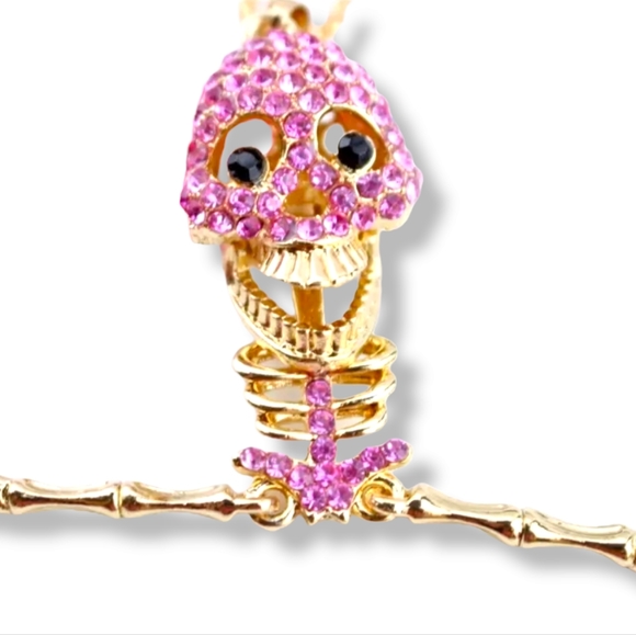 Choose your color gold plated pink or white crystal skeleton necklace - Picture 3 of 16